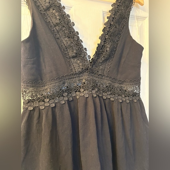 Venus black lace lined babydoll v-neck size 10 zip back top or mini dress - Picture 2 of 12